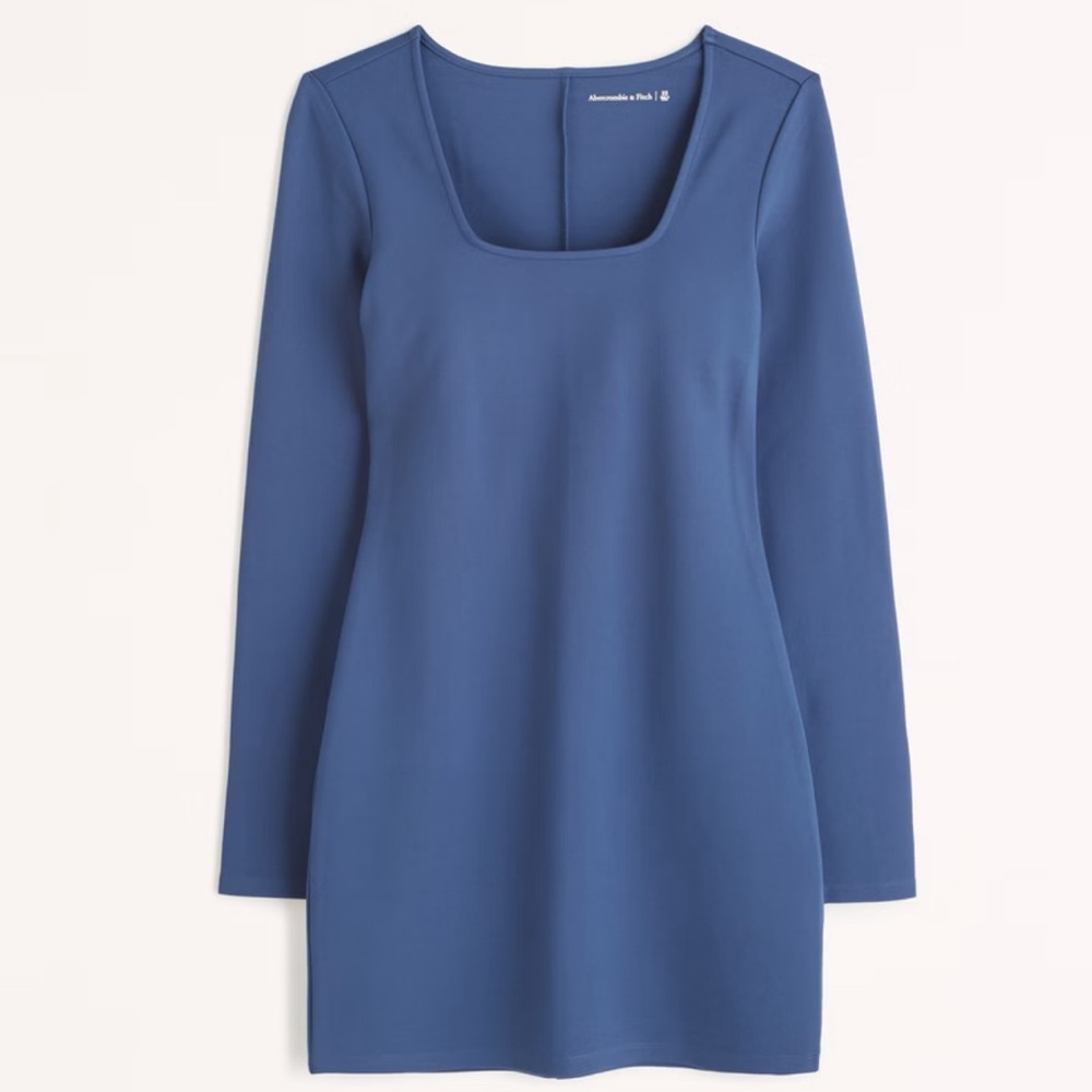 A&F Abercrombie and Fitch Split-Cuff Ponte Squareneck Mini Dress - NWT - Blue